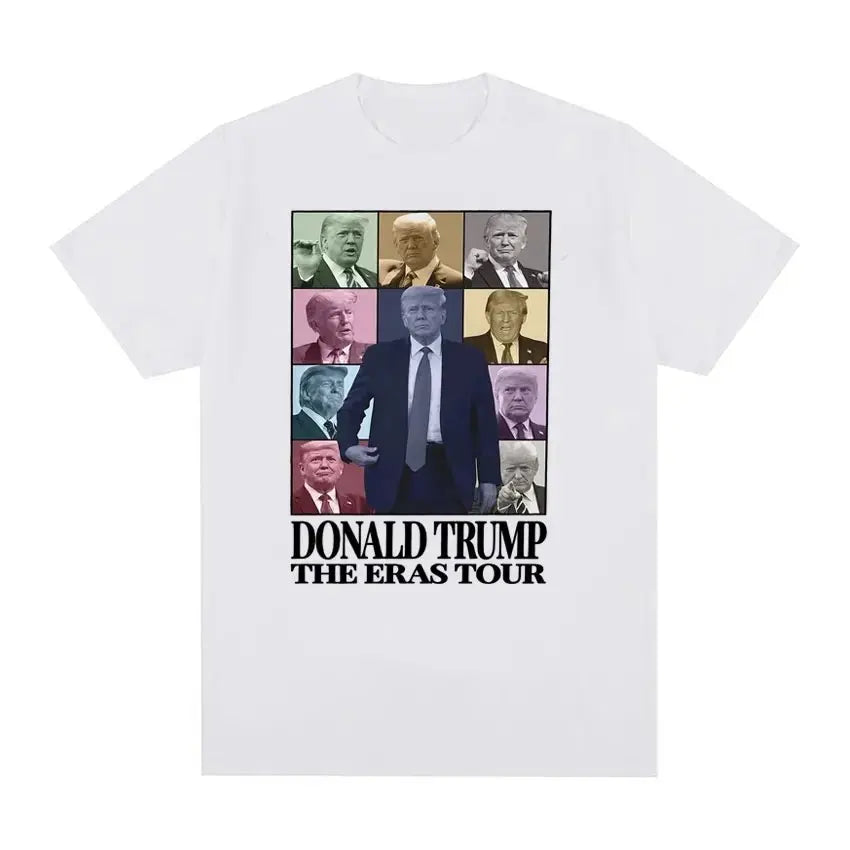 2024 Donald Trump President America  Casual USA Leisure O-neck Style Print Loose Camisetas T-shirt Hip Hop Street T-shirts 01336