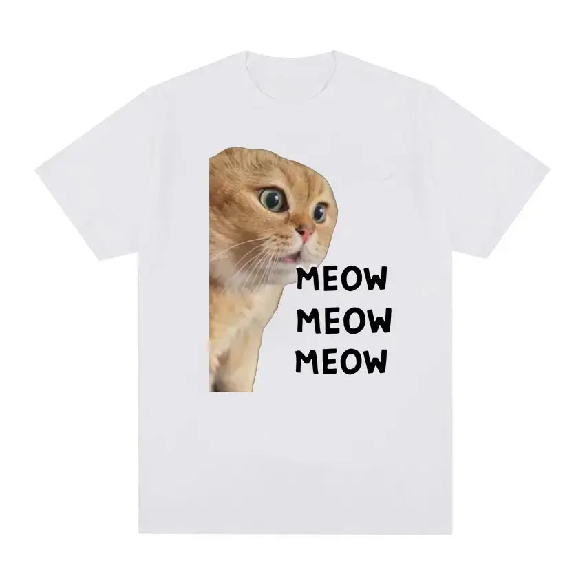 Talking Cat Cute Meme T Shirt Women Fashion Short Sleeve T-shirt Funny O-Neck Kawaii Streetwear Kawaii Unisex Clothing Tops Tees