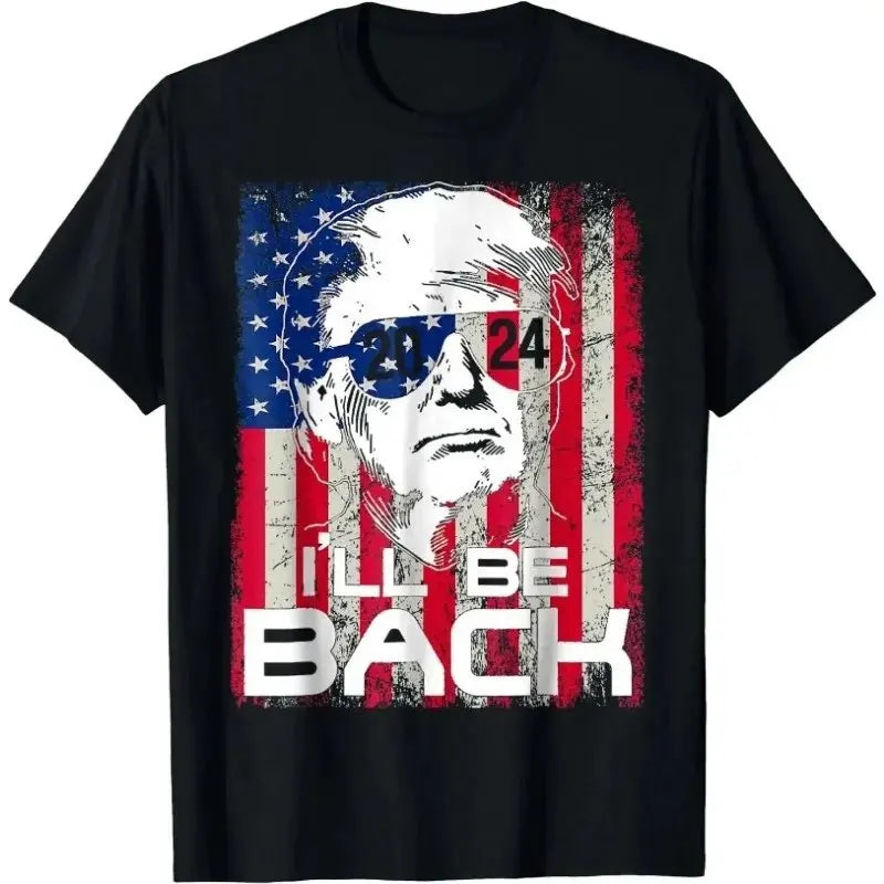 2024 Donald Trump President America  Casual USA Leisure O-neck Style Print Loose Camisetas T-shirt Hip Hop Street T-shirts 01336