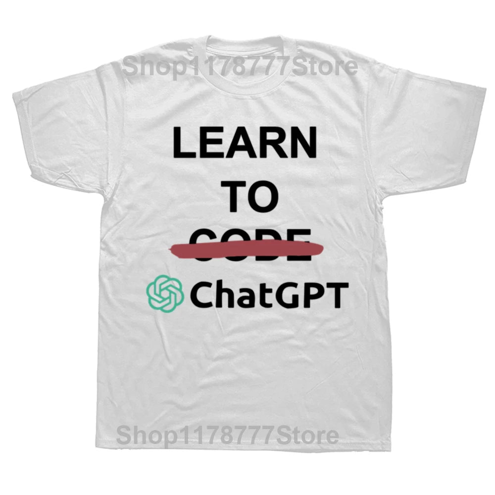 ChatGPT University Code Chat GPT Developer Programmer Coder Artwork Creative Graphics Unisex Tops Think Less Letters T Shirts