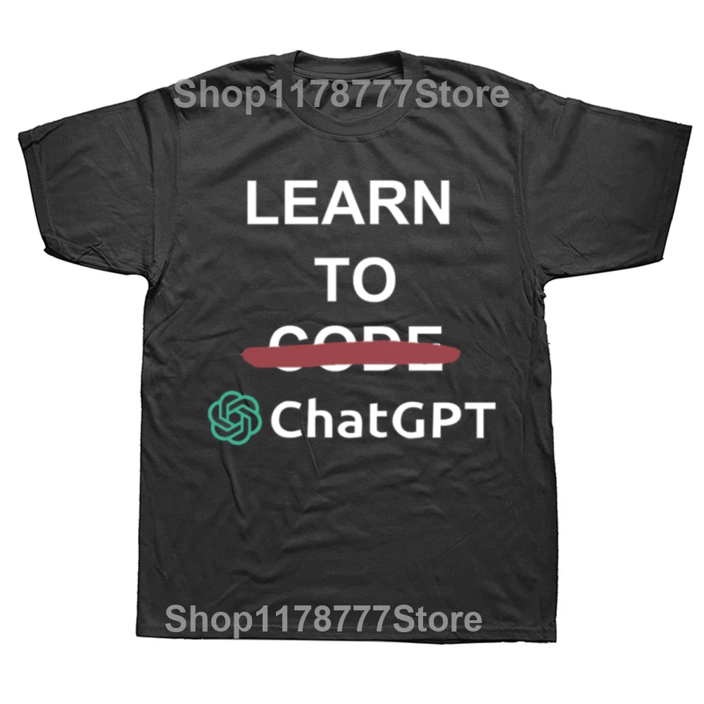 ChatGPT University Code Chat GPT Developer Programmer Coder Artwork Creative Graphics Unisex Tops Think Less Letters T Shirts