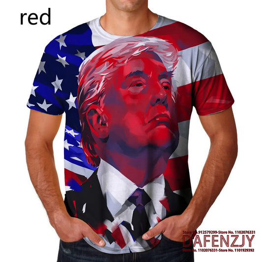 Men's Novelty 3D Print T-Shirts Trump 2025 Pattern Abstract Short Sleeve Tee