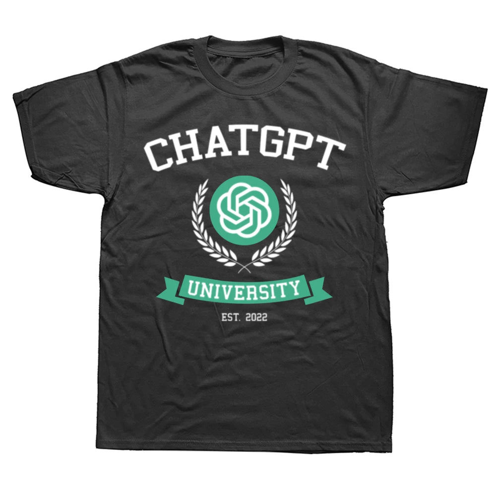 ChatGPT University Code Chat GPT Developer Programmer Coder Artwork Creative Graphics Unisex Tops Think Less Letters T Shirts