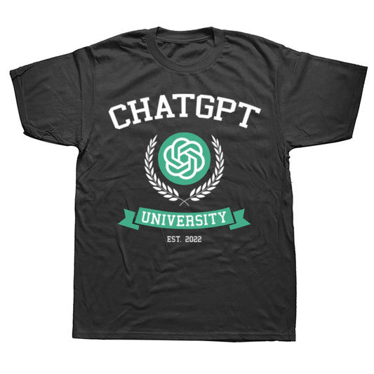 ChatGPT University Code Chat GPT Developer Programmer Coder Artwork Creative Graphics Unisex Tops Think Less Letters T Shirts