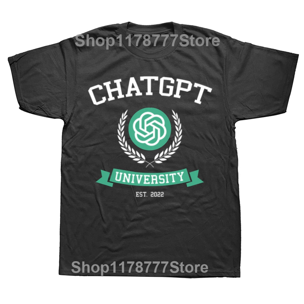 ChatGPT University Code Chat GPT Developer Programmer Coder Artwork Creative Graphics Unisex Tops Think Less Letters T Shirts