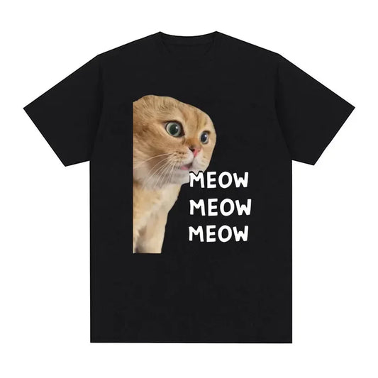 Talking Cat Cute Meme T Shirt Women Fashion Short Sleeve T-shirt Funny O-Neck Kawaii Streetwear Kawaii Unisex Clothing Tops Tees