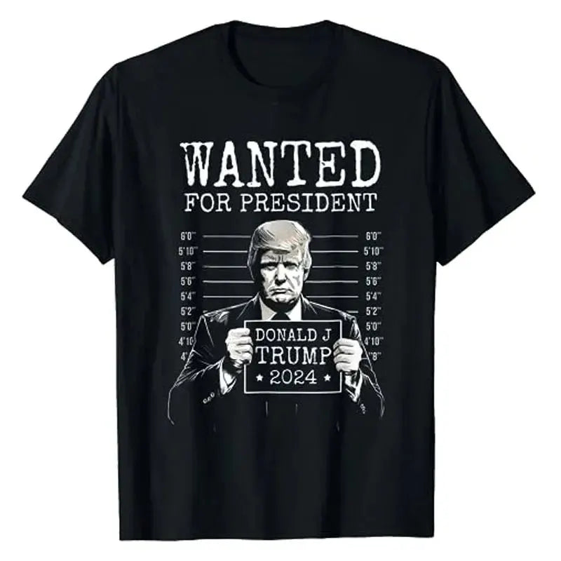 2024 Donald Trump President America  Casual USA Leisure O-neck Style Print Loose Camisetas T-shirt Hip Hop Street T-shirts 01336