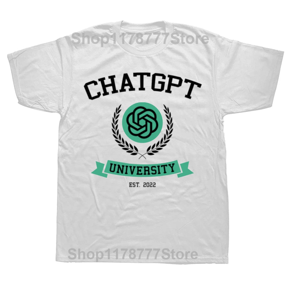 ChatGPT University Code Chat GPT Developer Programmer Coder Artwork Creative Graphics Unisex Tops Think Less Letters T Shirts