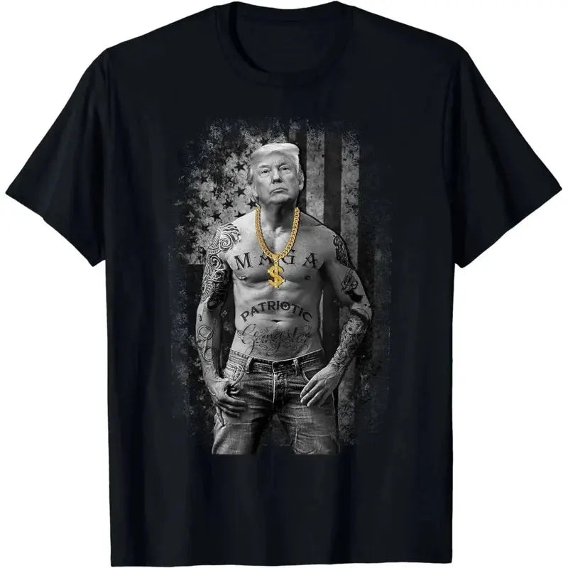 2024 Donald Trump President America  Casual USA Leisure O-neck Style Print Loose Camisetas T-shirt Hip Hop Street T-shirts 01336